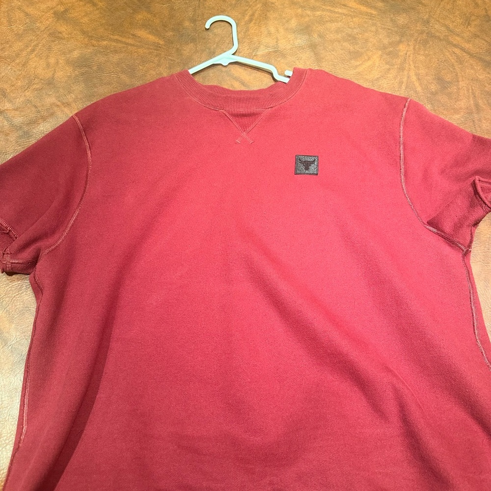 Dark Red Crewneck Short Sleeve Sweatshirt